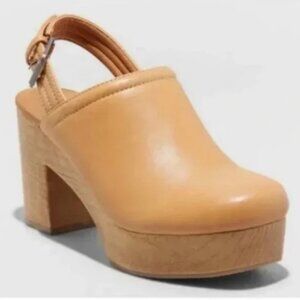 Watson Platform Clog Heels Chunky Block Mule Cognac - Universal Thread 7